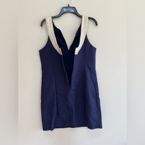 Lilly Pulitzer ‘Valli Shift’ Embroidered Mini Dress, Navy Blue and Gold, size 10 - Picture 5 of 12